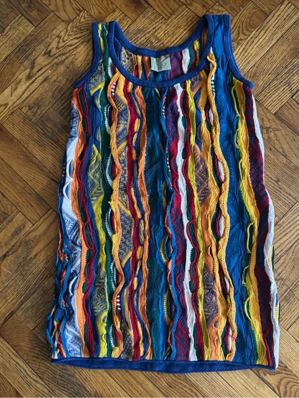COOGI Australia Made Sleeveless 3D Knit Dress L Multicolor Cotton Vintage Y2K